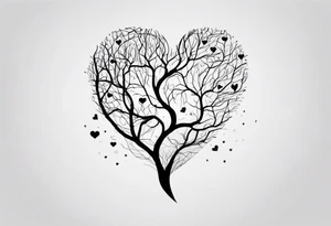 a heart shape with the following inside: brain, plane, family, and tree roots tattoo idea