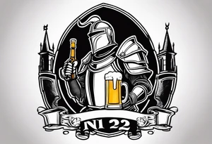 A knight holding a beer that says “nr 12” tattoo idea