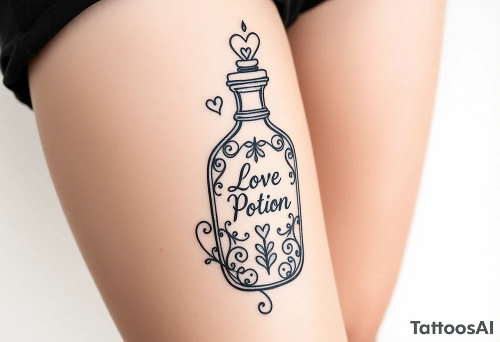 Love potion bottle tattoo idea