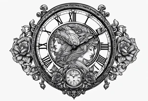 Janus, Aquarius, timeless clock, rosary tattoo idea