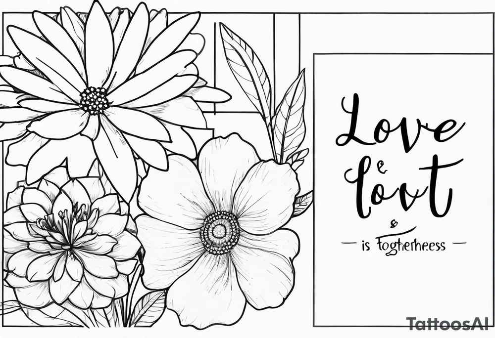 November flower and July flower with the words 
Love is togetherness tattoo idea