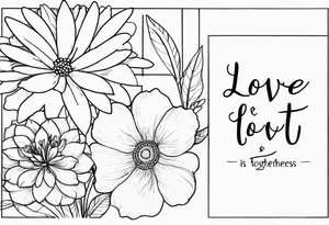 November flower and July flower with the words 
Love is togetherness tattoo idea