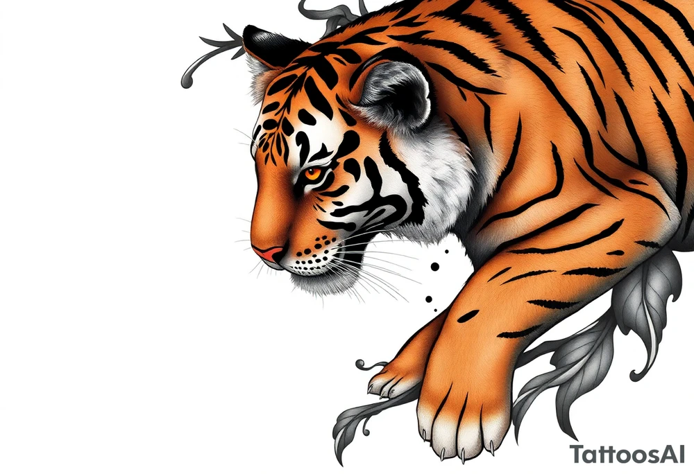 a tiger hide on brush tattoo idea