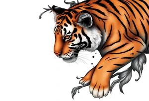 a tiger hide on brush tattoo idea
