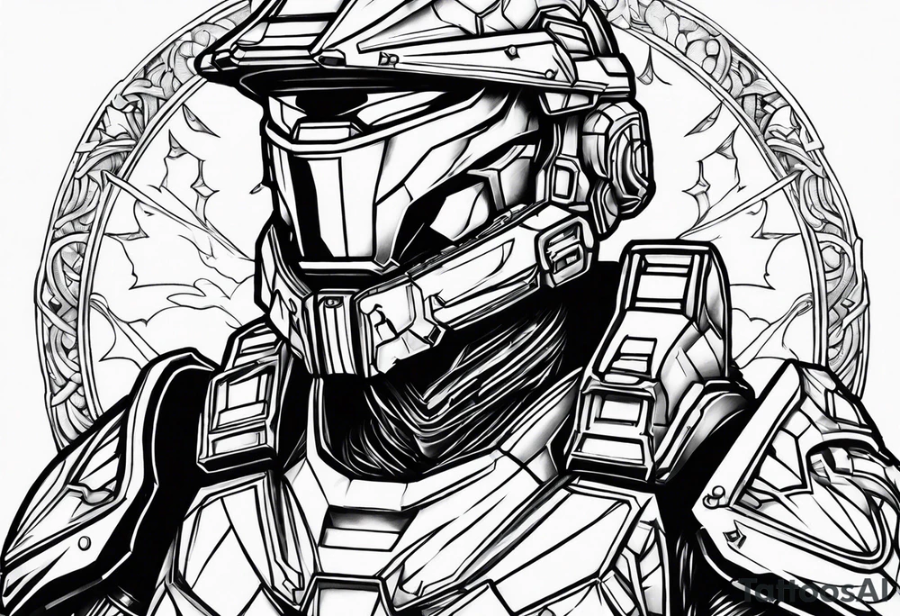 halo over an armored knight tattoo idea