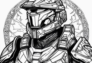halo over an armored knight tattoo idea