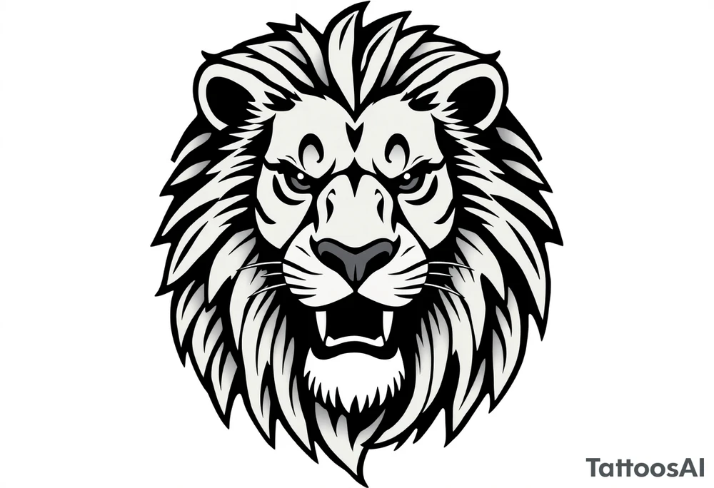 powerful majestic lion, close-up tattoo idea