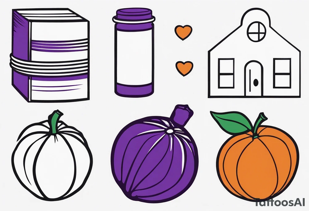We want a minimalist style tattoo that can represent both our grandma and grandpa. Grandma favorite color is purple and loves going to church and farmers market. Grandpa favorite color is white and loves watching basketballs and jogging around university campuses tattoo idea