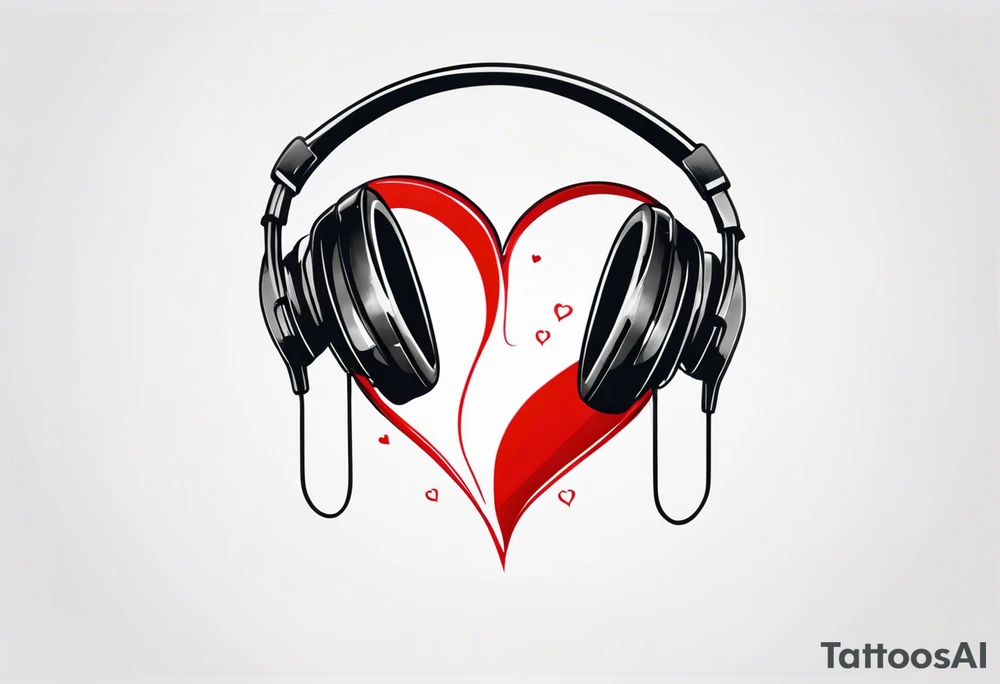 Headphones with L and R on a heart tattoo idea