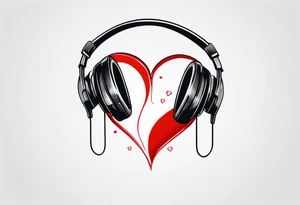 Headphones with L and R on a heart tattoo idea