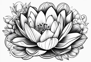 Water lily and tulips intertwined tattoo idea