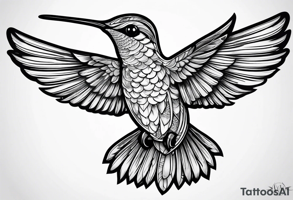 Small fine line hummingbird tattoo idea
