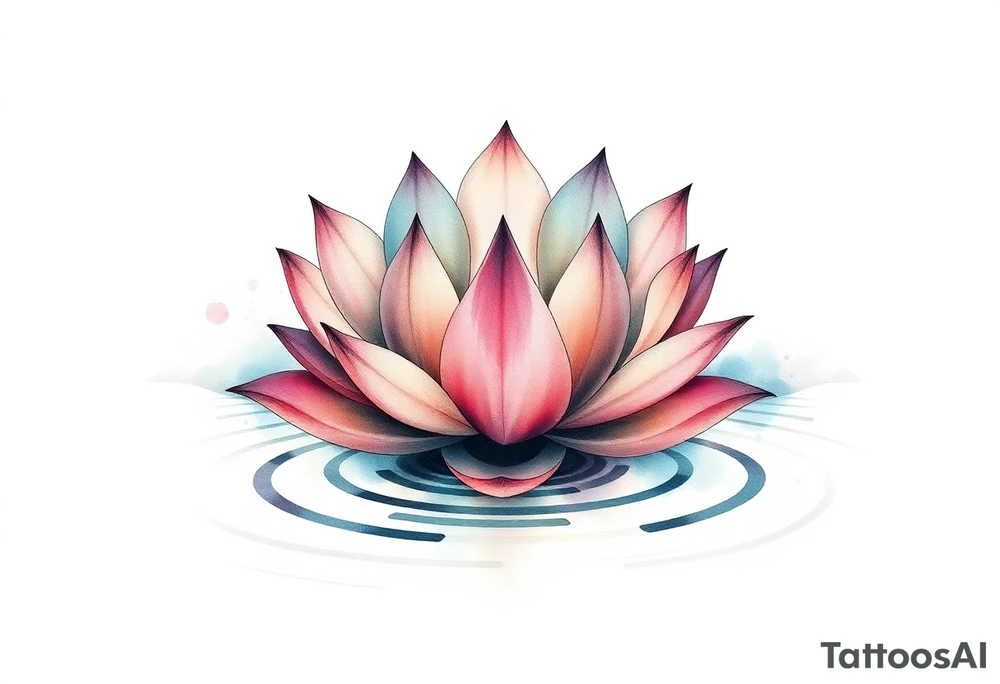 serene lotus flower emerging from sacred waters with ripples tattoo idea