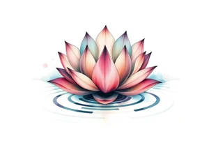 serene lotus flower emerging from sacred waters with ripples tattoo idea