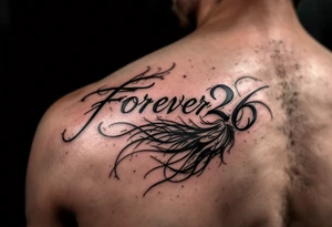 forever 26 in scripted writing tattoo idea