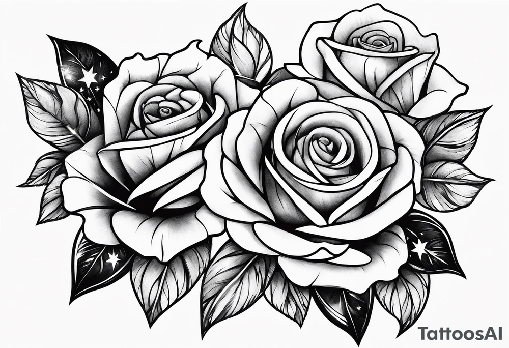 Tesseract with roses and stars tattoo idea