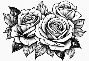 Tesseract with roses and stars tattoo idea