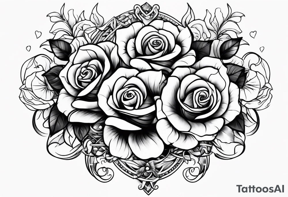 Tesseract with roses and stars tattoo idea