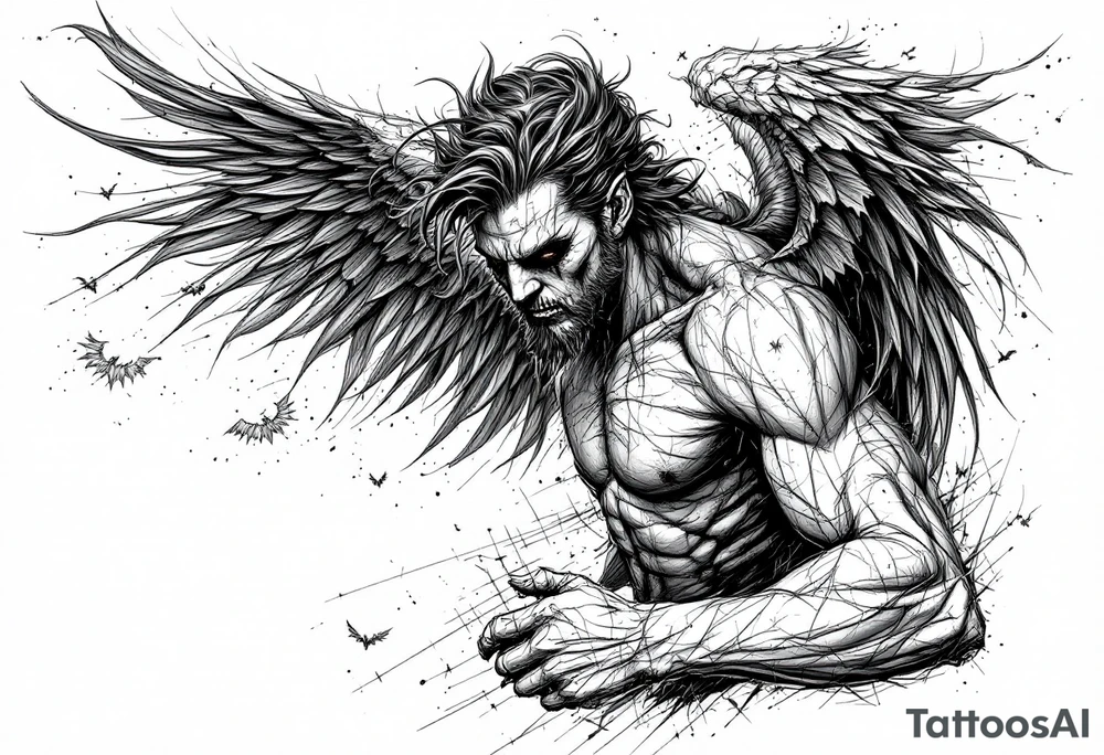 Corrupted angel tattoo tattoo idea