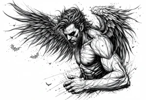 Corrupted angel tattoo tattoo idea