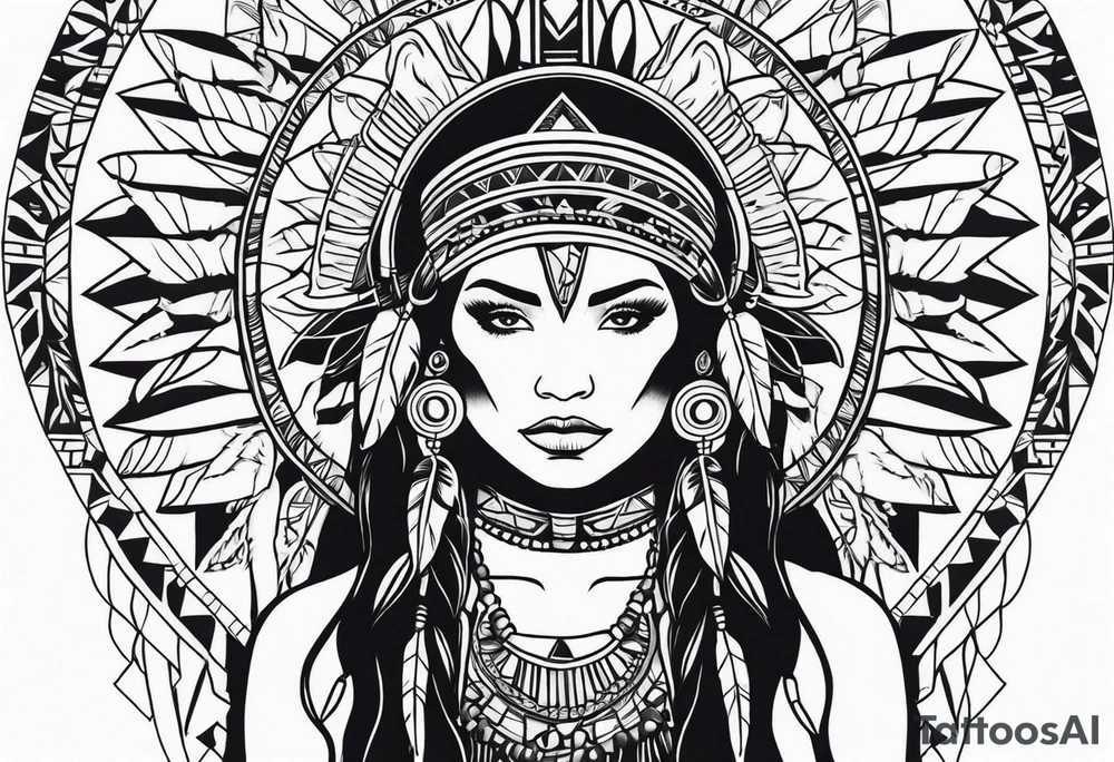 Full body Native American woman tattoo idea
