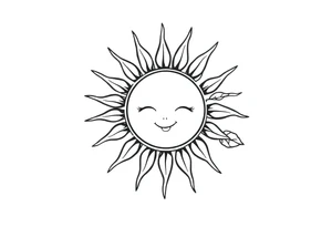 Sun with stem and leaves tattoo idea