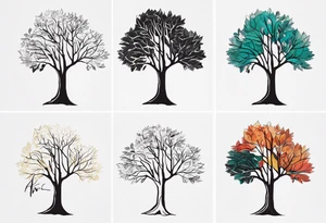 tree tattoo that uses the initials JMWE and a larger R tattoo idea