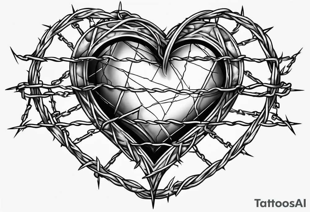 i keep a close eye on this heart of mine with barbed wire wrapped around it tattoo idea