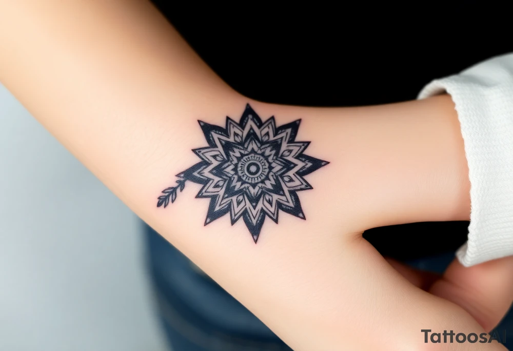 spiritual feather indian mandala shaman tattoo idea
