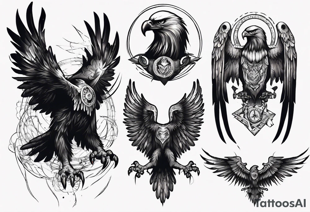 mystical dark eagle tattoo idea