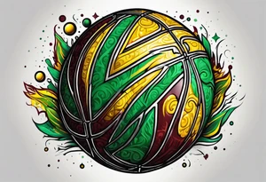 basketball number 24 with colors green, yellow, maroon and black tattoo idea
