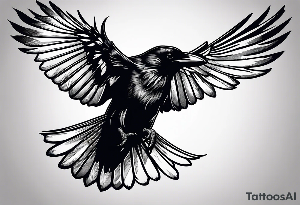 silhouette of a flying crow
only outerlines tattoo idea