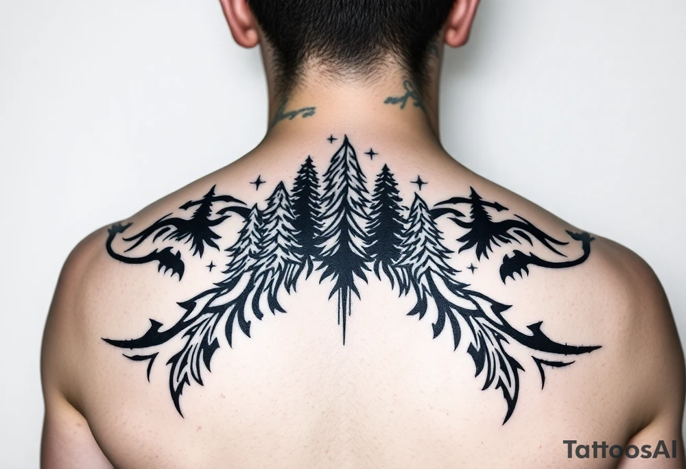 Snowy Alaskan winter forest tattoo idea
