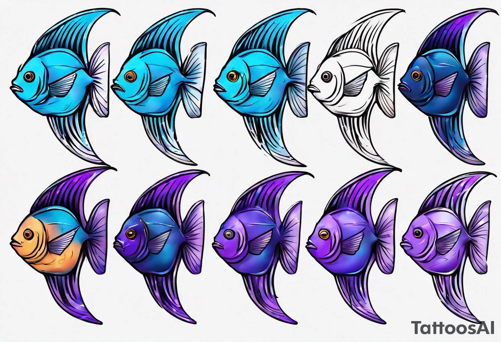 blue and purple angelfish tattoo idea