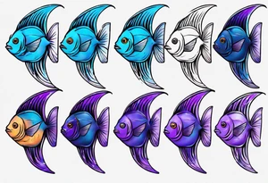blue and purple angelfish tattoo idea