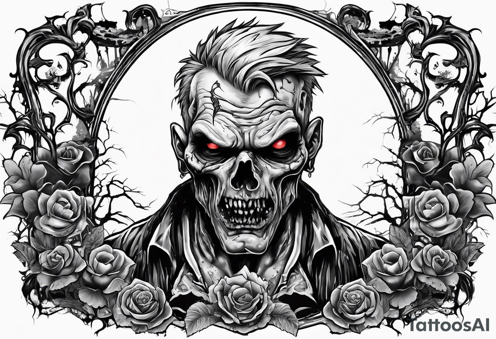Zombie in graveyard tattoo idea