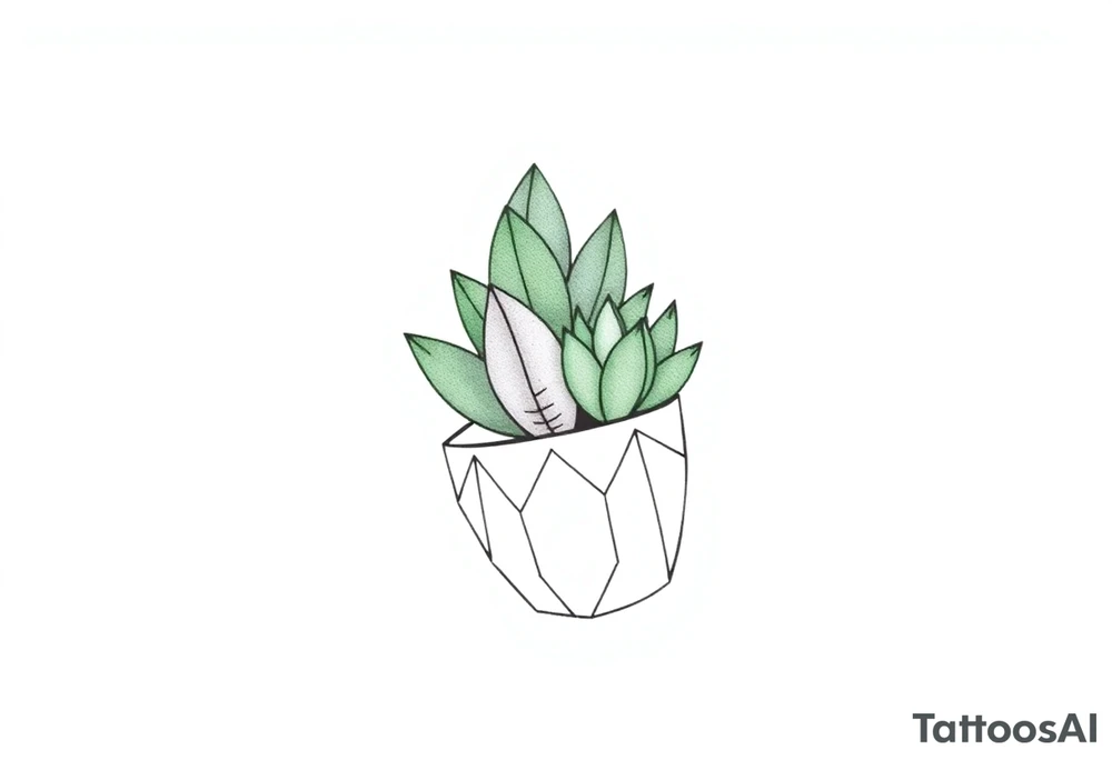 cute cacti and succulent in a pot tattoo idea