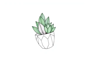cute cacti and succulent in a pot tattoo idea