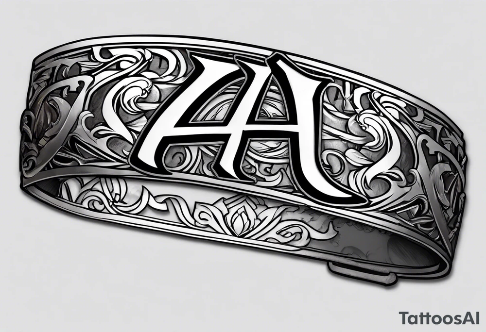 the letters A R in the middle of a ninja headband tattoo idea