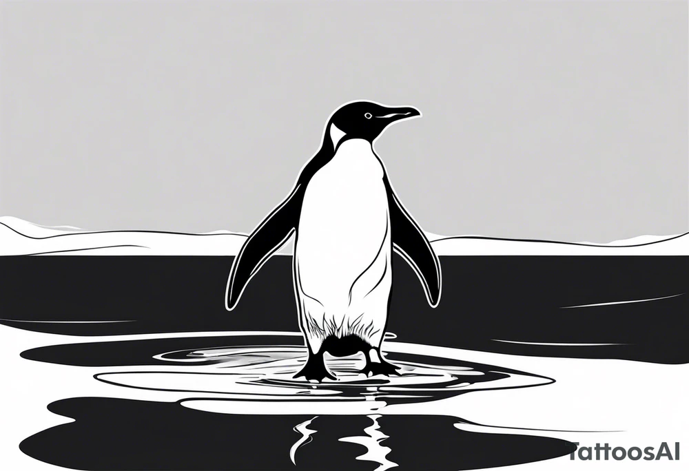 penguin standing on ice in the water. tattoo idea