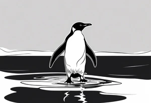 penguin standing on ice in the water. tattoo idea