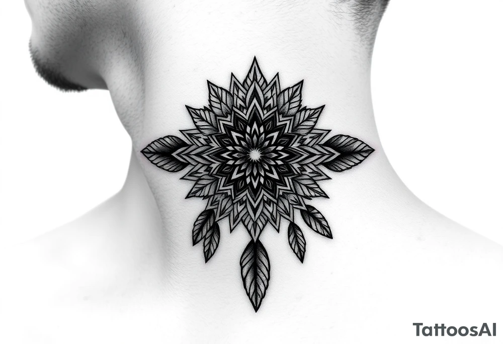 spiritual feathers ornamental mandala shaman tattoo idea
