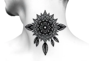 spiritual feathers ornamental mandala shaman tattoo idea