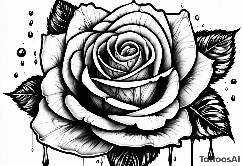 rose dripping water tattoo idea