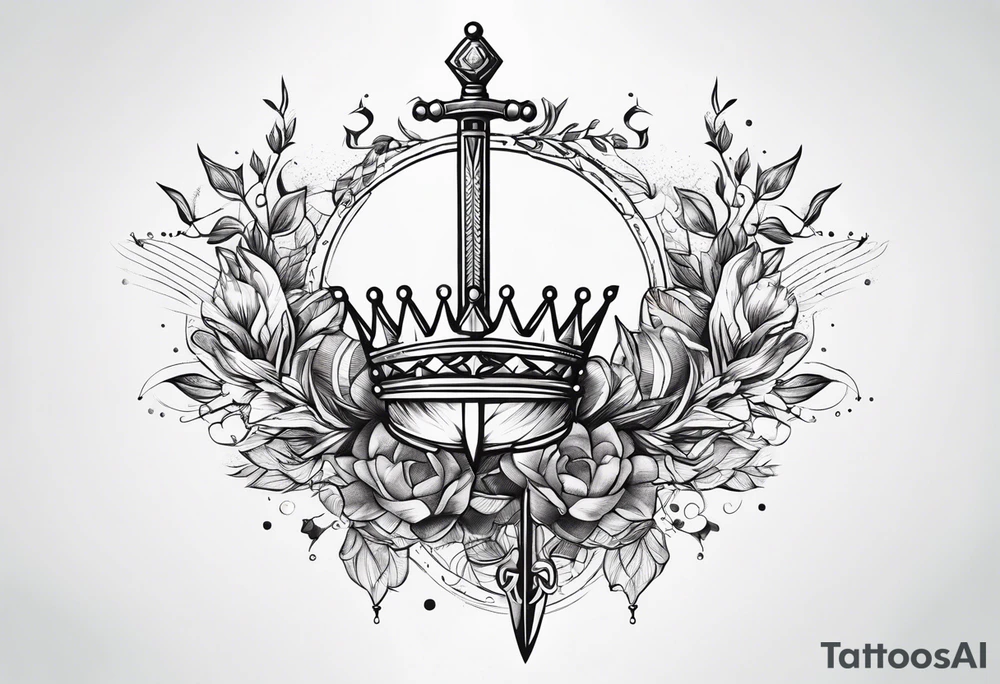 Sword, crown, distance love, science tattoo idea
