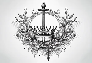 Sword, crown, distance love, science tattoo idea