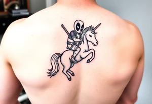 Deadpool riding unicorn tattoo idea