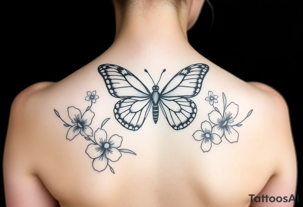 Butterfly and flowers tattoo idea