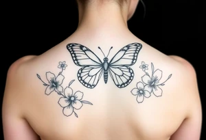 Butterfly and flowers tattoo idea