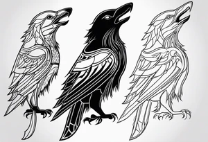 a hybrid animal of raven and wolf tattoo idea